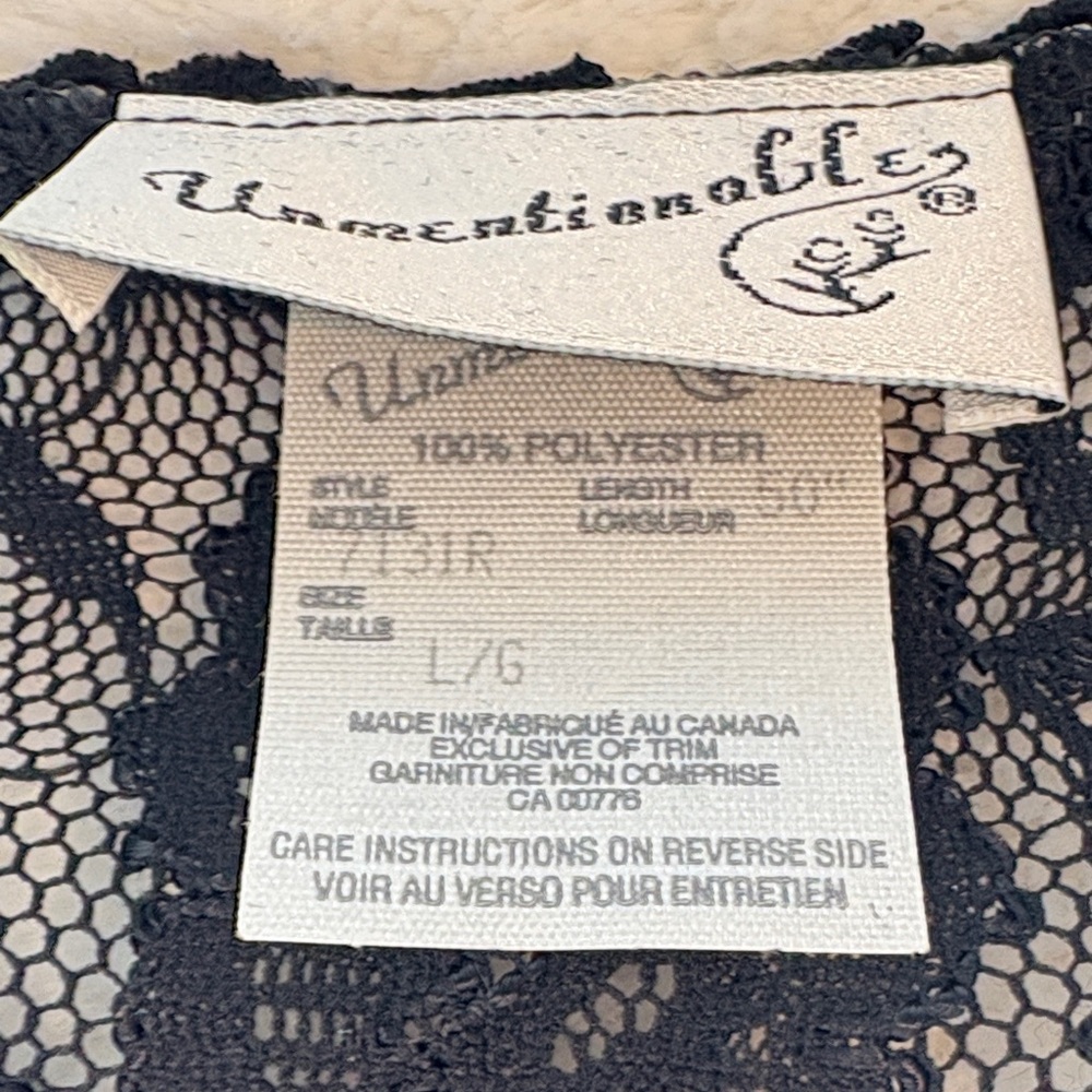 Vintage Unmentionables Black Satin Nightgown Lace Bodice Maxi Sleep Dress - Picture 6 of 8